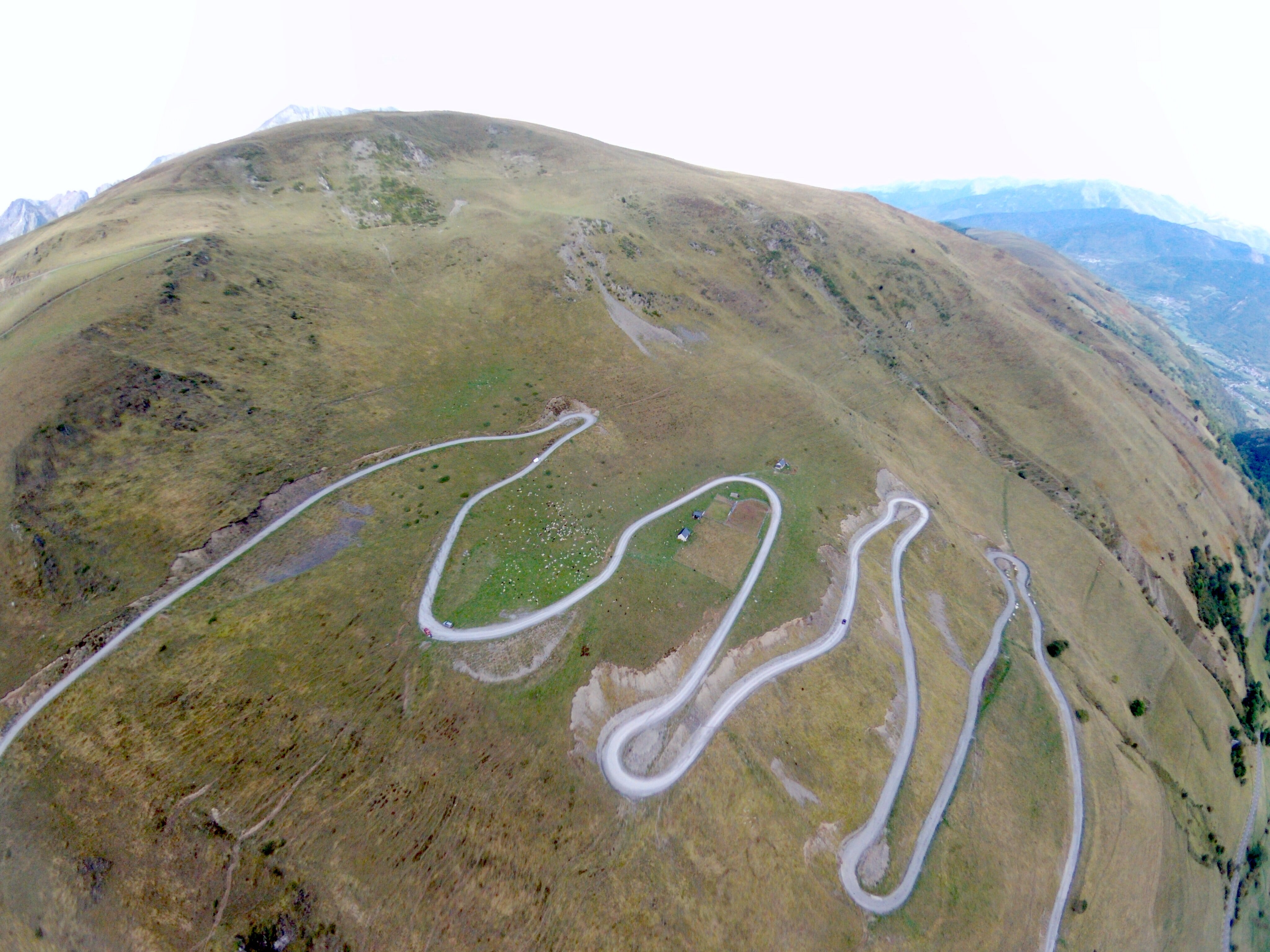 The final hairpins of the ascent to Col du Portet above Saint-Lary-Soulan