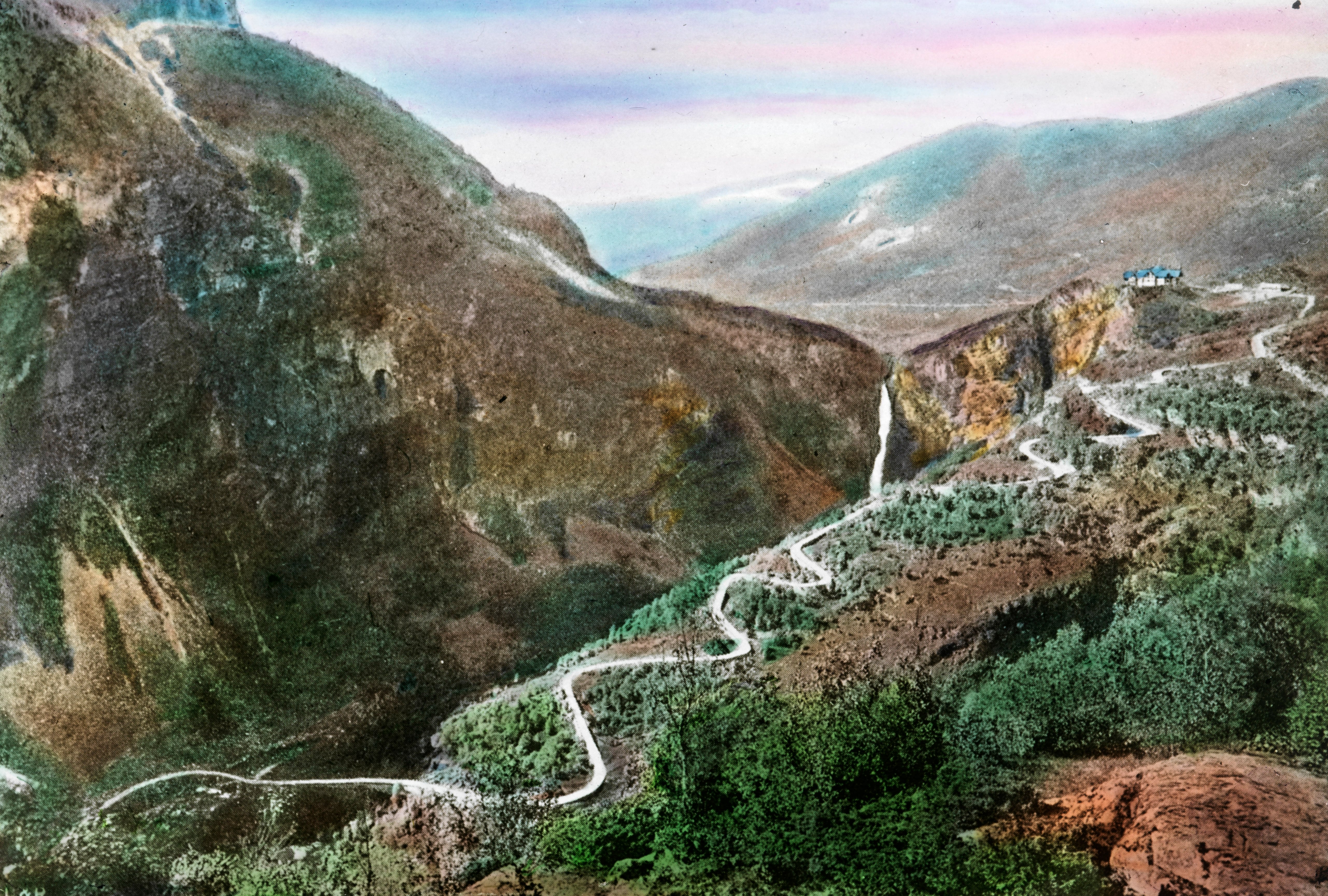 The thirteen hairpin turns of Stalheimskleiva climbing up the Nærøydalen valley