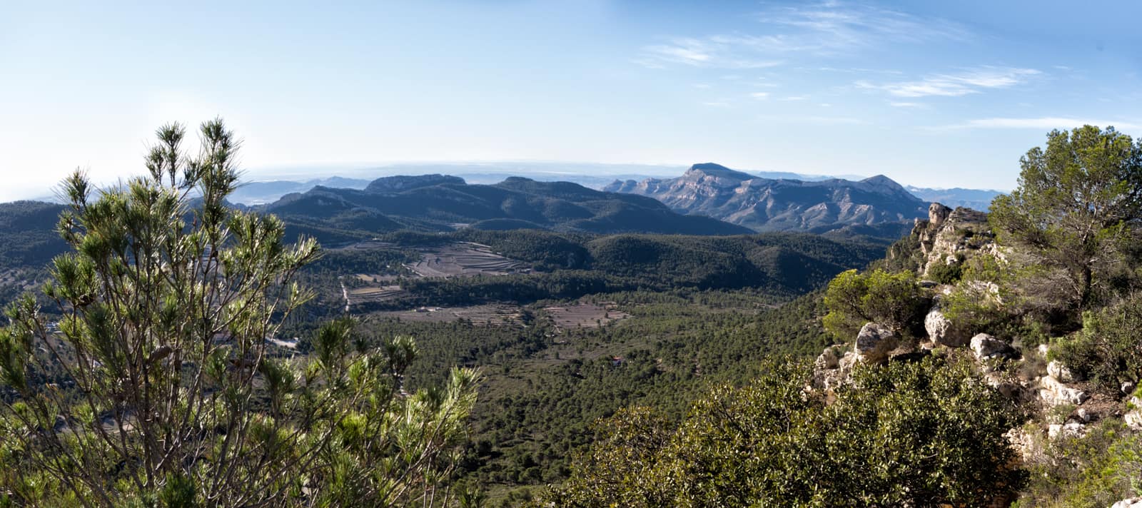 Panoramic view of the Xorret de Catí valley in Alicante, Spain