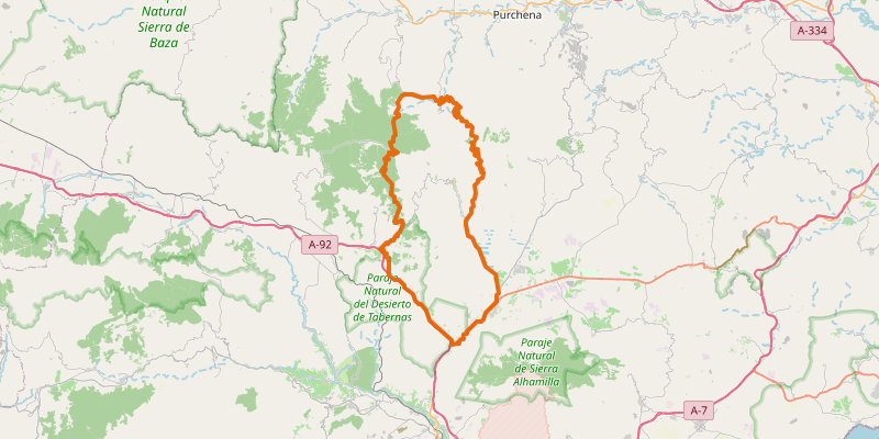 Route map for Velefique & Collado del Ramal