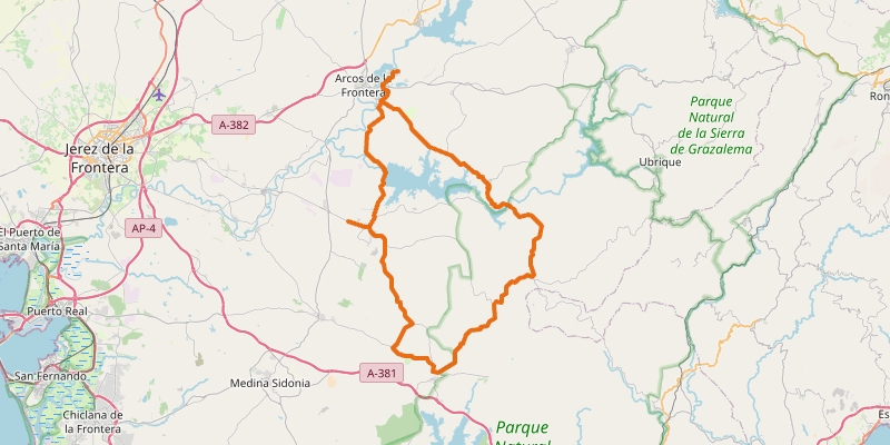Route map for Arcos de la Frontera