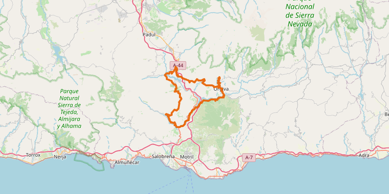 Route map for La Alpujarra