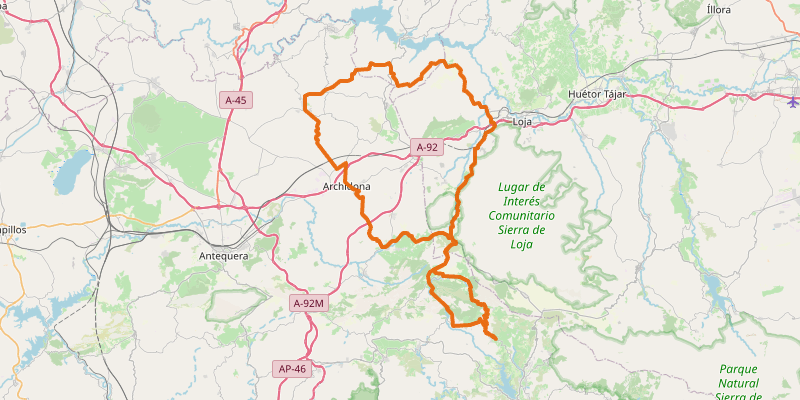 Route map for Archidona