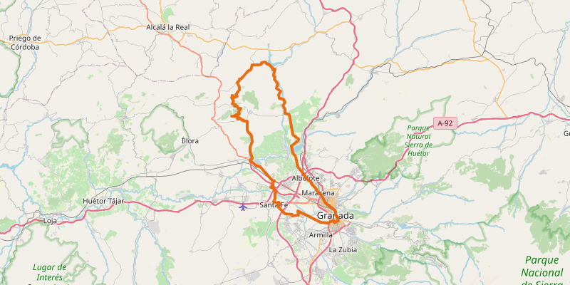 Route map for Gawk at the beautiful Moclín