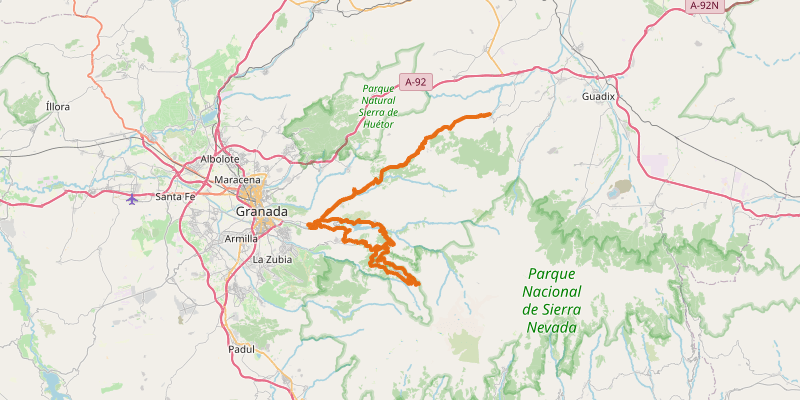 Route map for Sierra Nevada (via Güéjar Sierra)