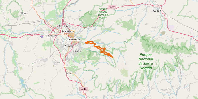 Route map for Sierra Nevada