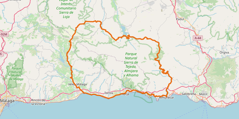 Route map for Sierra de Tejeda