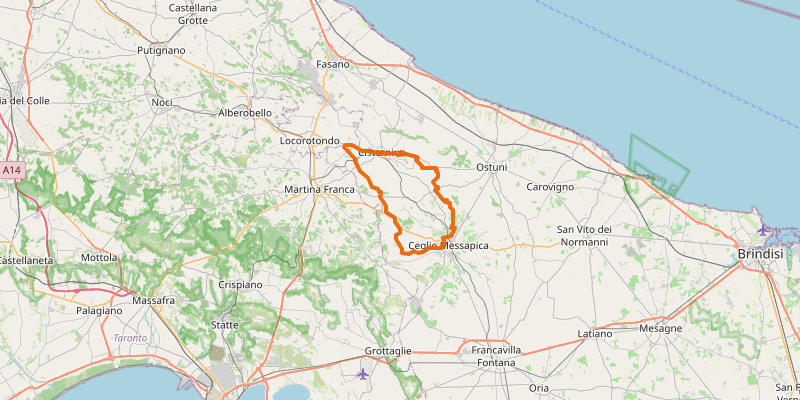 Route map for Ciclovia dell'Acqua loop