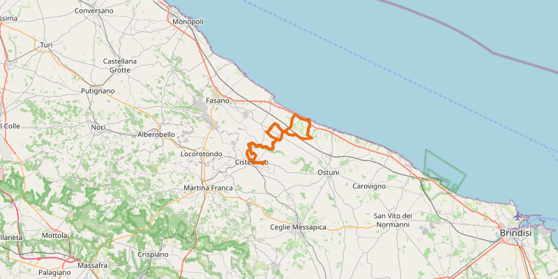 Route map for Dune Costiere run to the sea