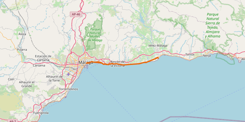 Route map for The coastal road
