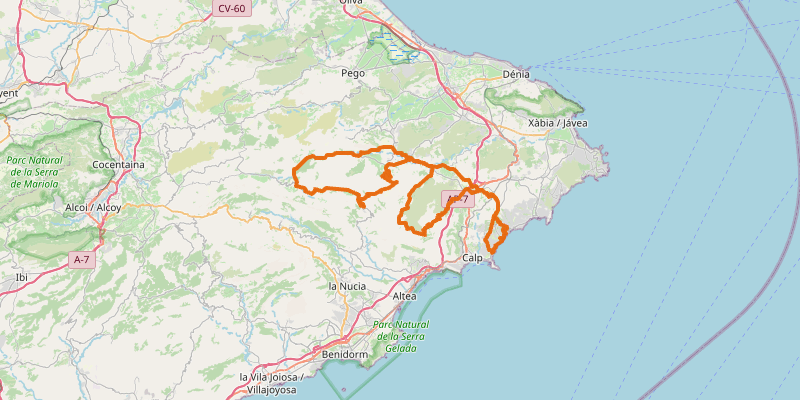 Route map for Coll de Rates & Puerto de Bèrnia