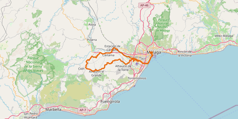 Route map for Gravel: Coín