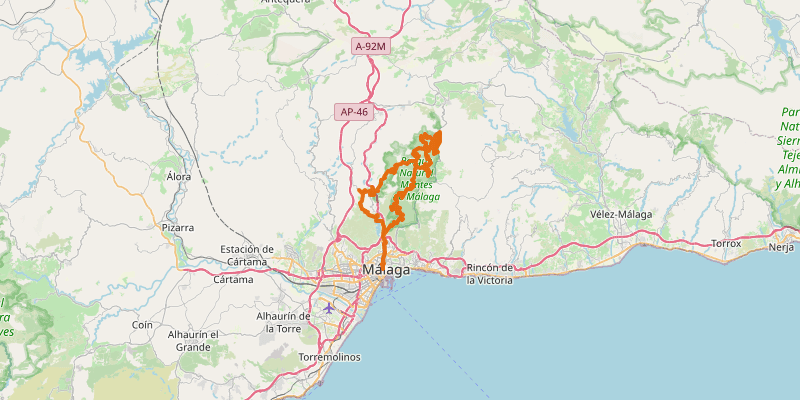 Route map for MTB Montes de Málaga: Full Loop