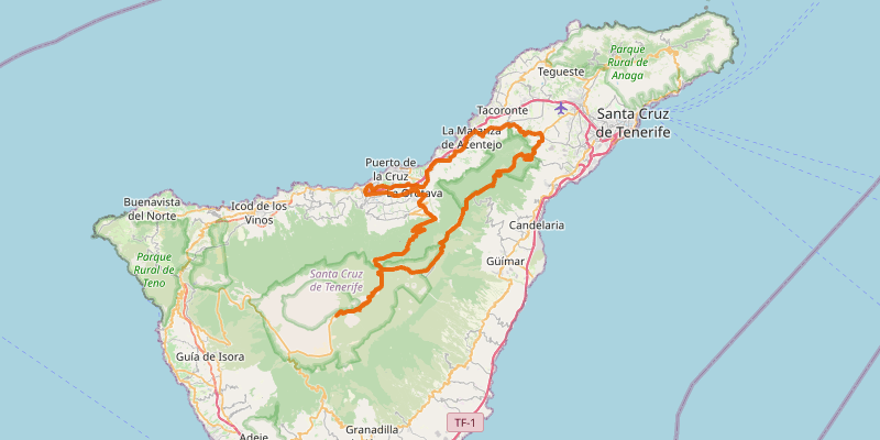 Route map for Teide from Puerto de la Cruz (via La Esperanza)