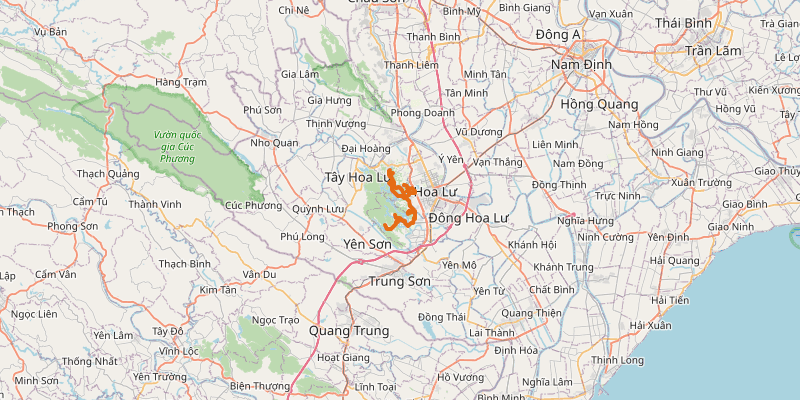 Route map for Tam Coc - Bich Dong Loop